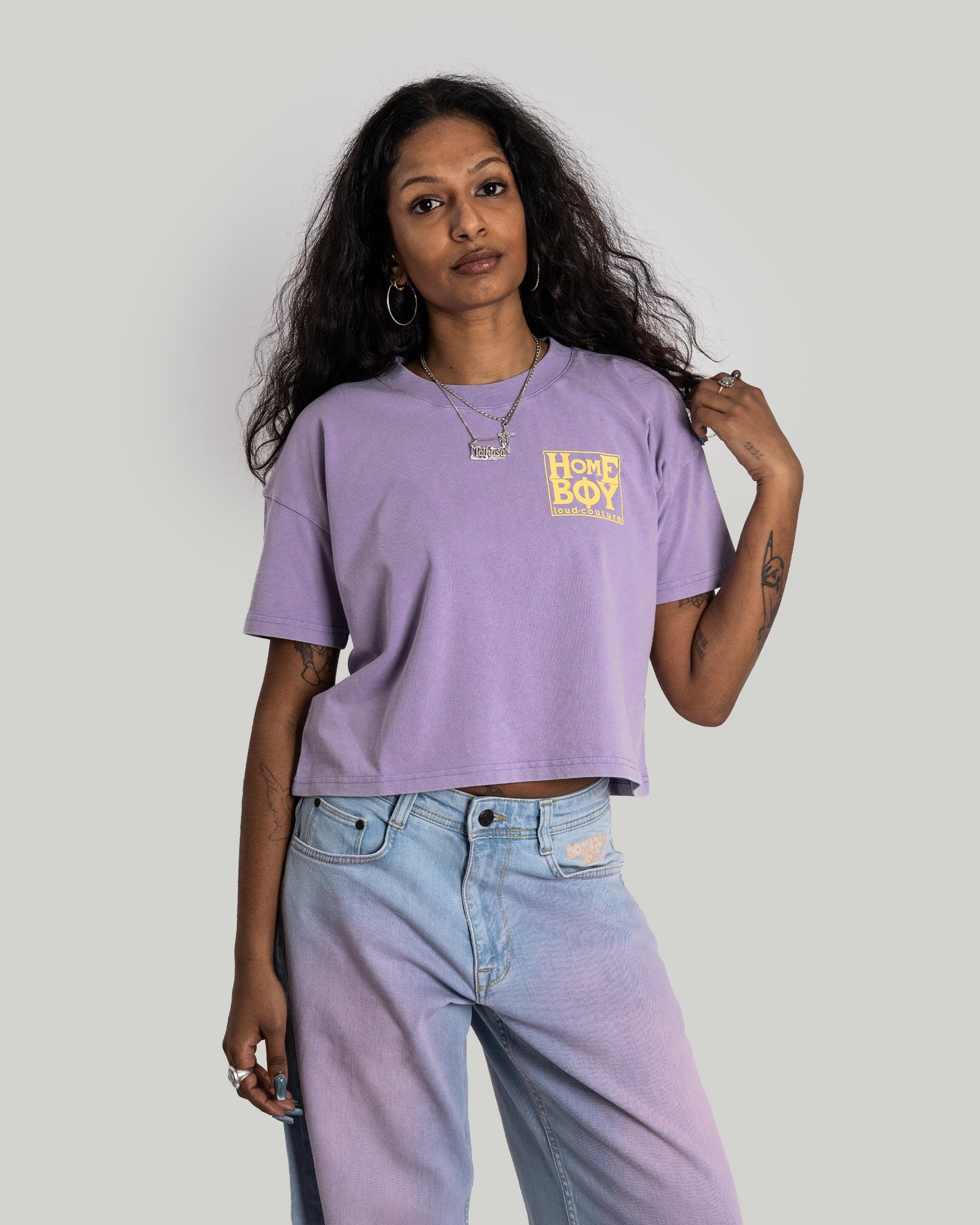 GIRLS Crop Tee - New School WASHED LILAC - Image 2