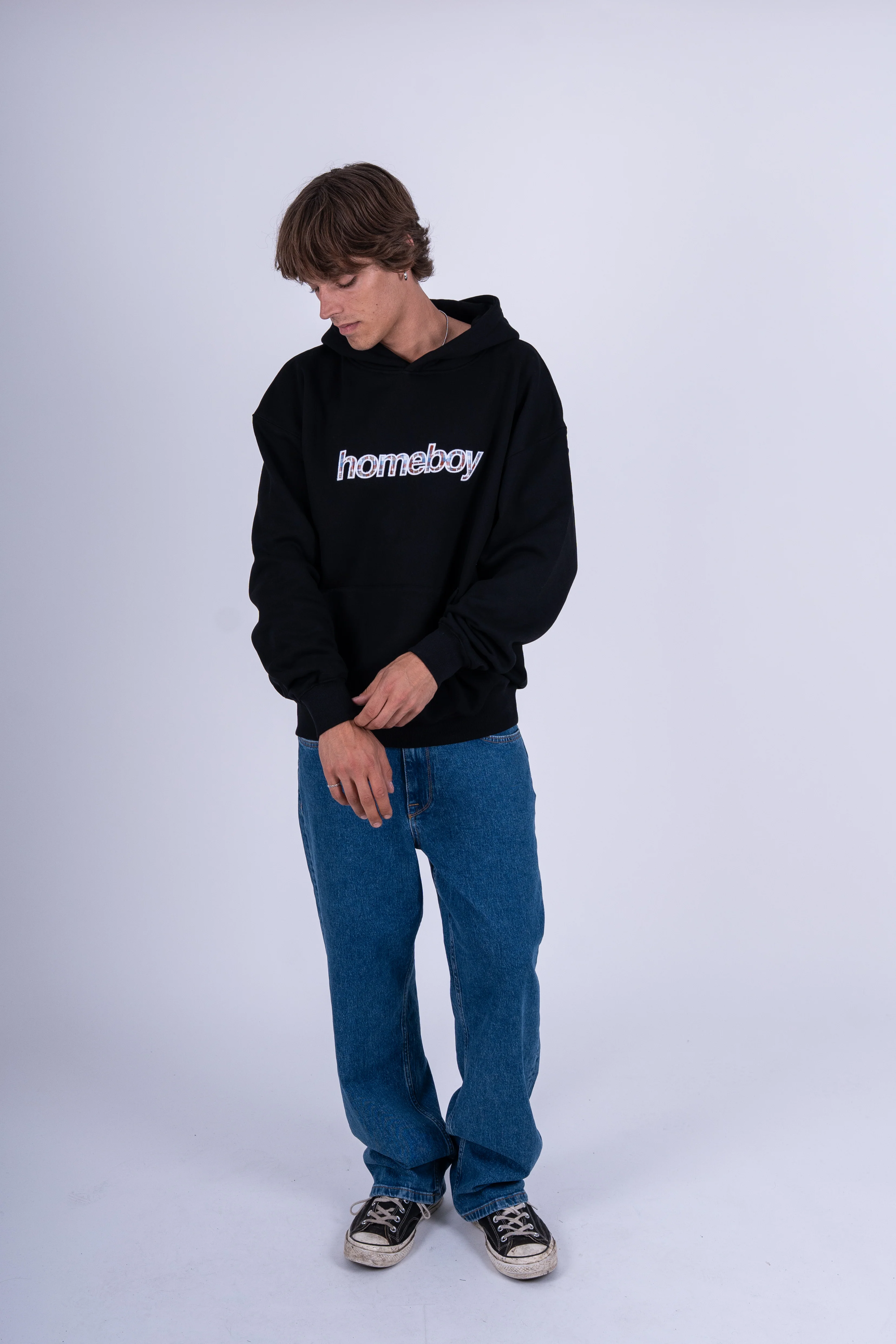 PLAID HELVETICA Hood BLACK - Image 3