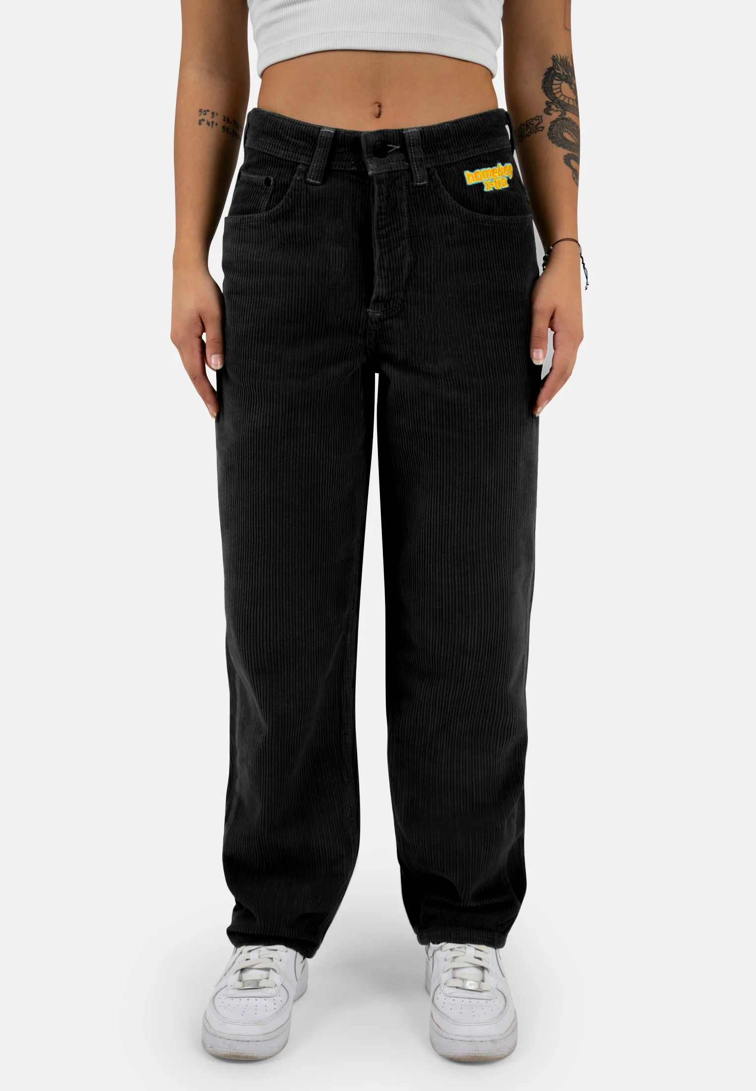 x-tra BAGGY CORD Pants Black - Image 8