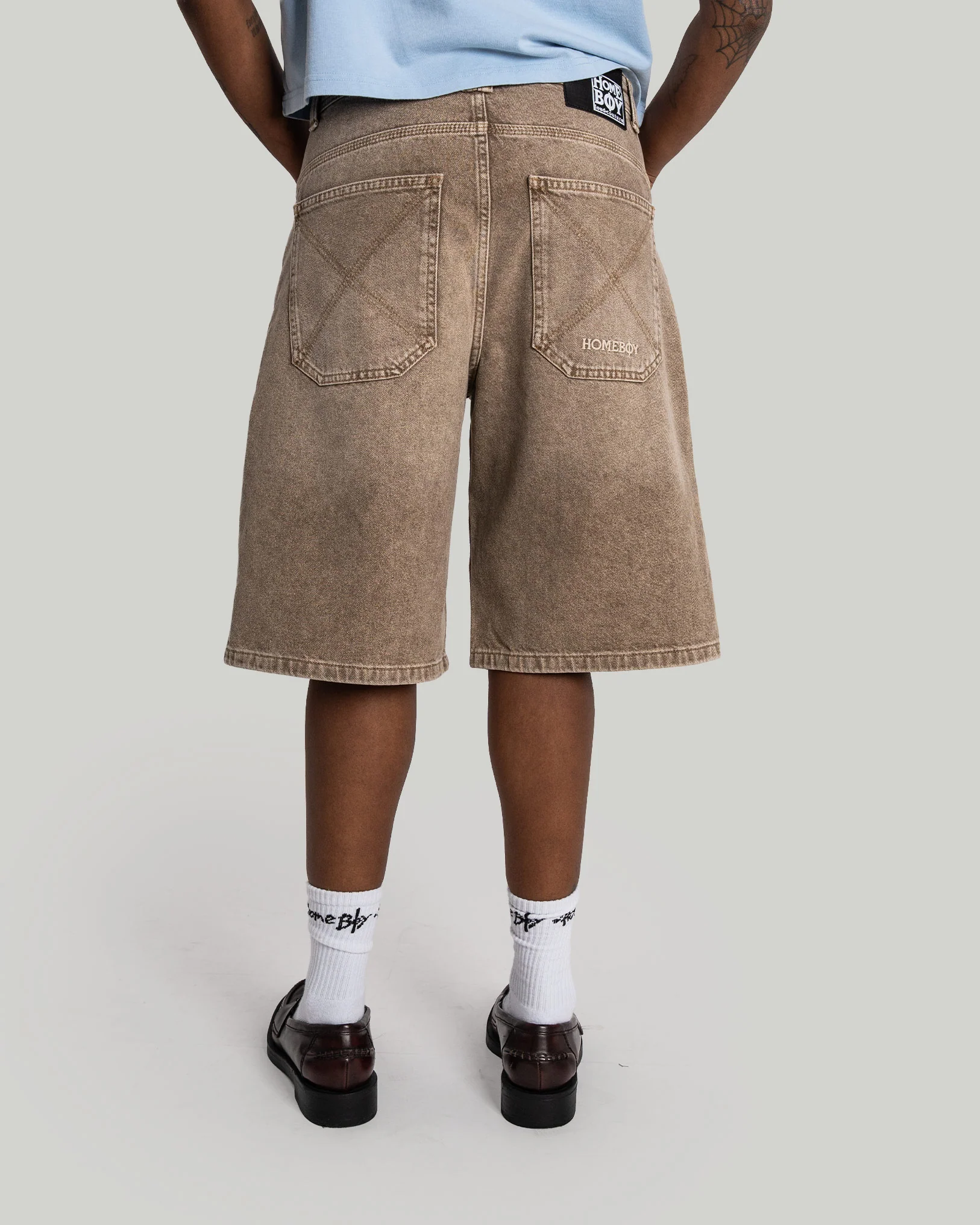 x-tra BAGGY Dye Denim SHORTS washed Brown - Image 5
