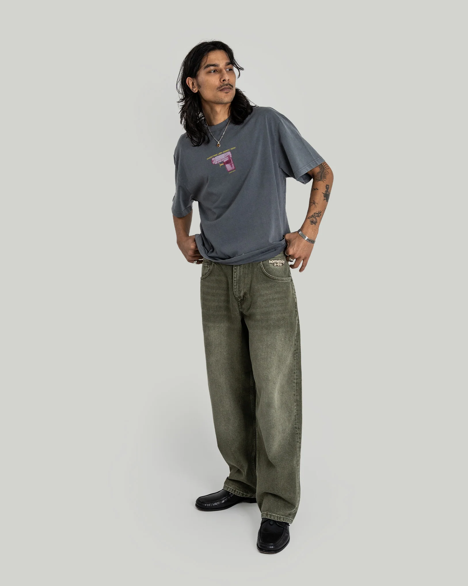 x-tra BAGGY Dye Denim WASHED GREEN - Image 5