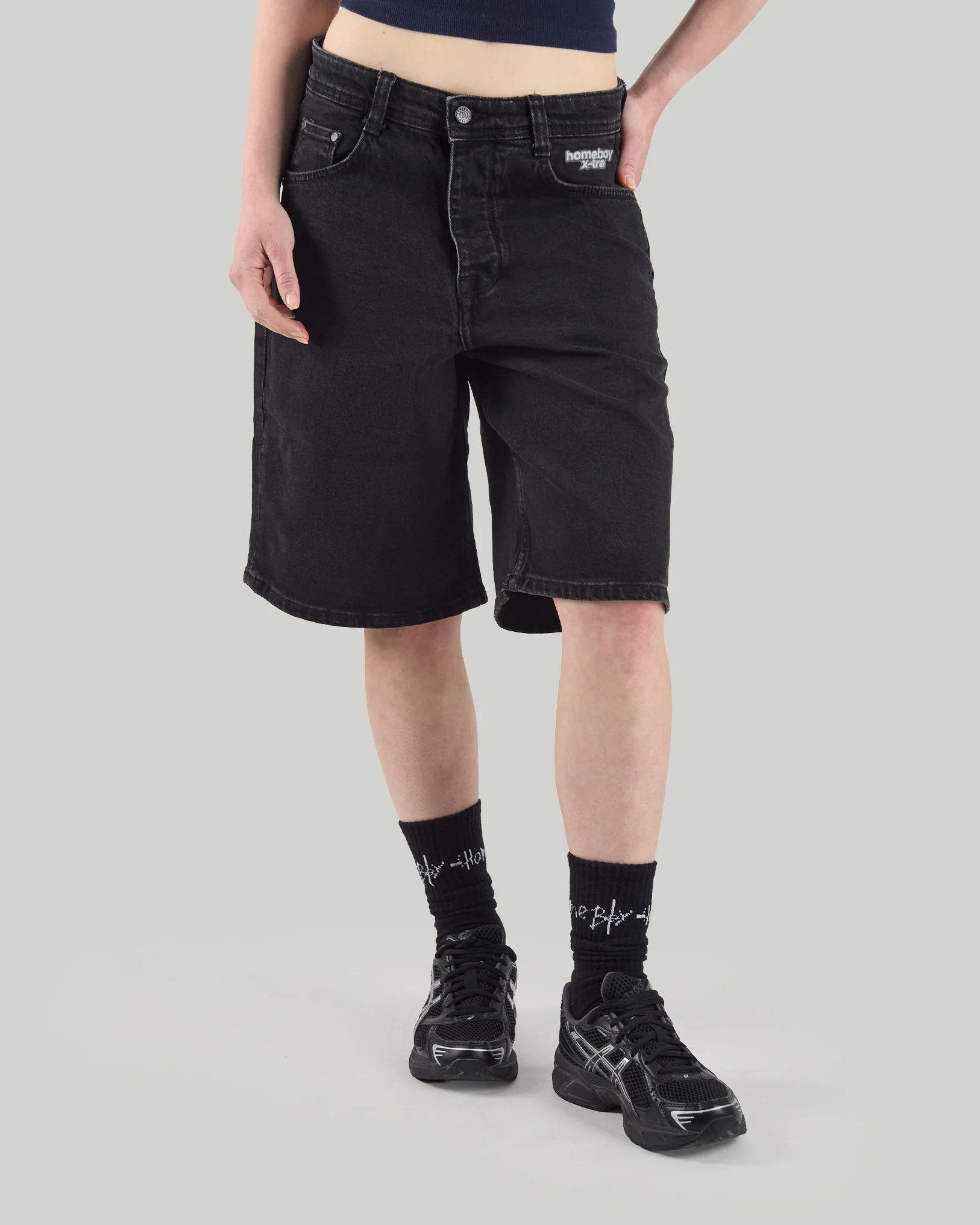 x-tra BAGGY Denim Shorts Washed Black - Image 3
