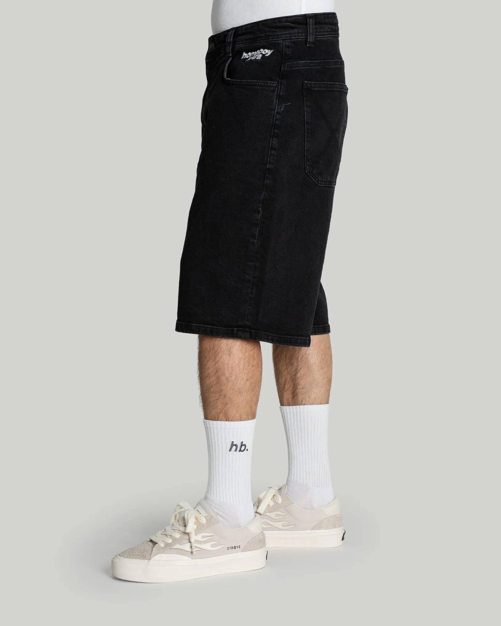 x-tra MONSTER Denim Shorts Washed Black - Image 3