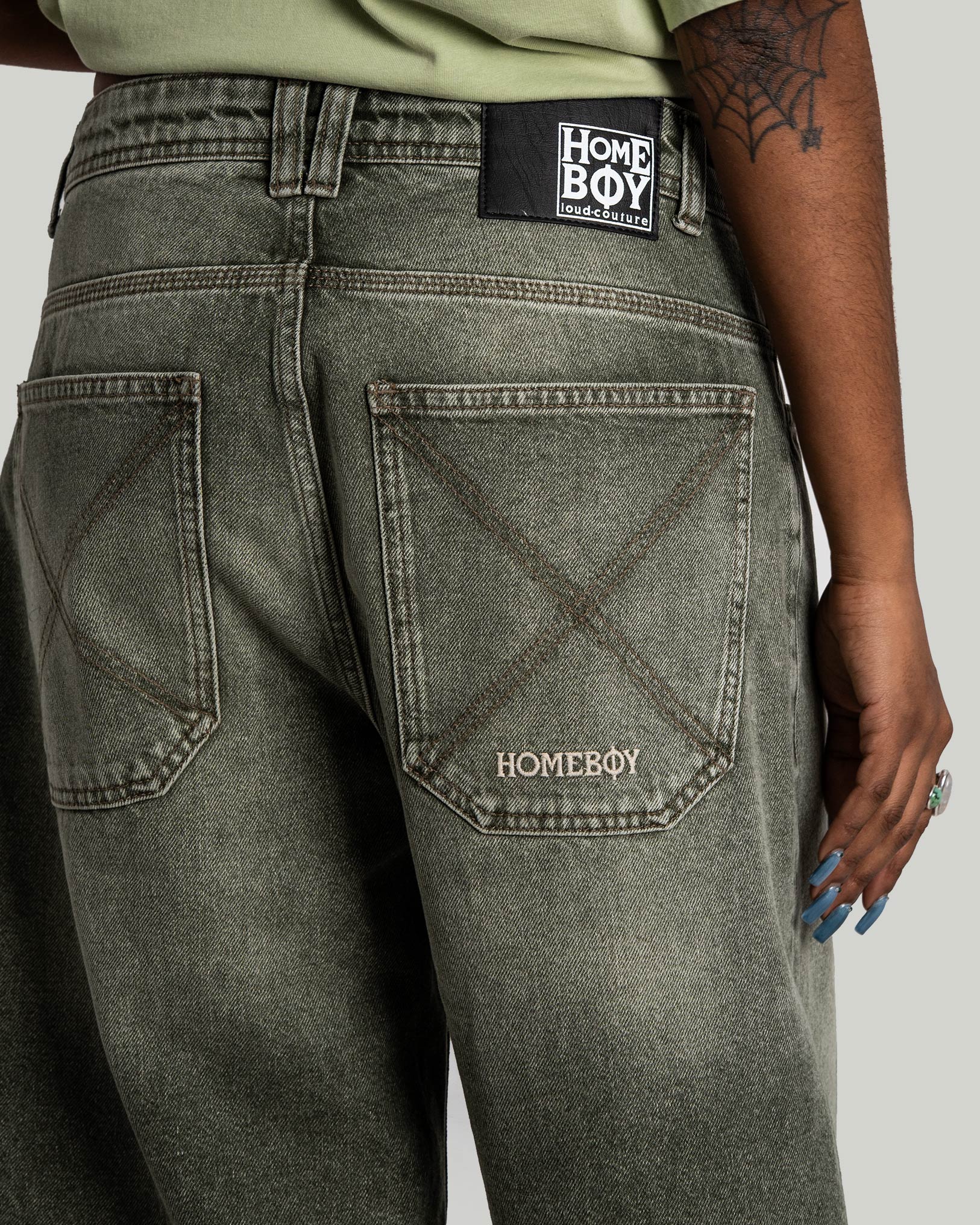 x-tra MONSTER Dye Denim SHORTS WASHED GREEN - Image 7